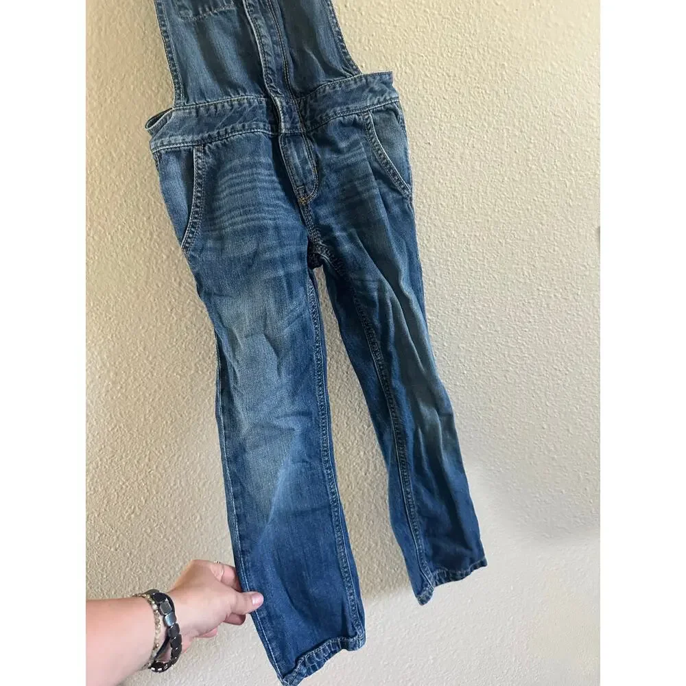 Gap kids overalls S zip front outdoor western cowgirl coveralls blue jean denim